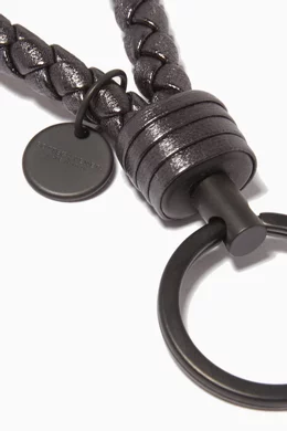 Buy Bottega Veneta Grey Dark-Silver Intrecciato Key Ring For Women