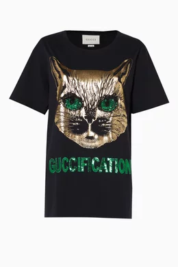 Gucci cat shirt black top