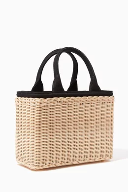 Buy Prada Black Natural Black Midollino Picnic Basket Tote For