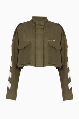 Buy Off White Green Khaki Cropped Diag M65 Jacket For Women Online Ounass Saudi