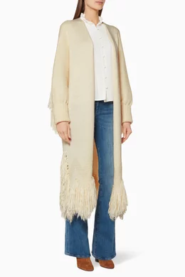 Cream shaggy cardigan clearance