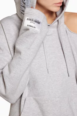 Vetements open shoulder hoodie top