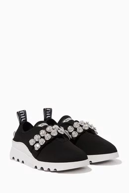 Buy Miu Miu Black Black Crystal Embellished Slip On Sneakers For Women Online Ounass Saudi