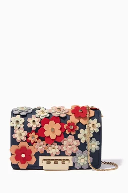 Buy ZAC Zac Posen Blue Navy Floral Earthette Accordion Chain Cross Body Bag For Women Online Ounass Saudi