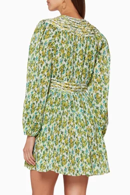 zimmermann golden plisse mini dress Zimmermann Matchmaker Floral Mini Dress, Yellow Hibiscus, Size 1 main image 0