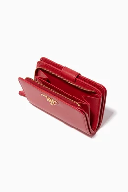 Prada red saffiano wallet top
