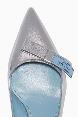 Buy Prada Silver Metallic Silver Etiquette Leather Slingback Pumps For Women Online Ounass Saudi