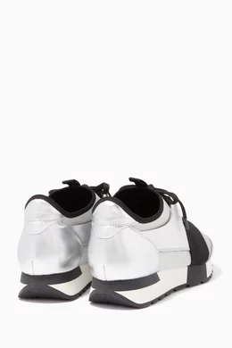 Buy Balenciaga Silver Silver Black Race Runner Low Top Sneakers For Women Online Ounass Saudi