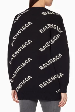 Buy Balenciaga Black Black White Logo V Neck Sweater For Women Online Ounass Saudi