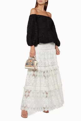 Buy Alexis White White Hisa Floral Lace Skirt For Women