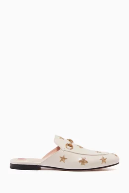 Buy Gucci White Ivory Bee Star Embroidered Princetown Slippers For Women Online Ounass Saudi