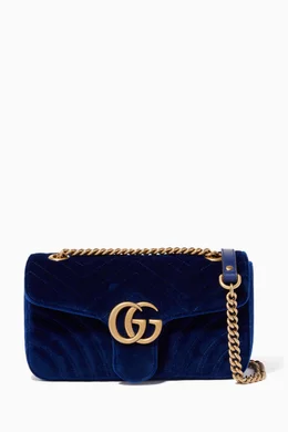 Gucci marmont bag blue velvet best sale