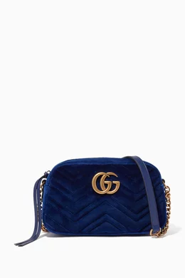 Buy Gucci Blue Blue Velvet Small GG Marmont Shoulder Bag For Women Online Ounass Saudi
