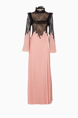 Buy Costarellos Pink Black Lace & Peach Velvet Maxi Dress For Women Online  | Ounass Saudi