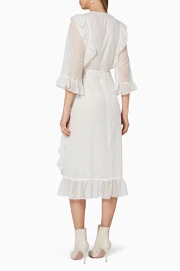 Buy Ganni White Egret Ivory Jasmine Wrap Dress For Women Online Ounass Saudi