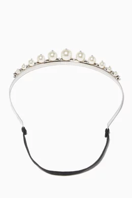 Buy Miu Miu Silver Silver Pearl & Crystal Tiara For Women  display picture 1