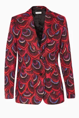 【タイムセール！】 Buy Dries Van Noten Pink Red Peacock-Feather Jacquard Blunty トップス