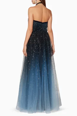 Buy Marchesa Notte Blue Navy Embellished Ombr Gown For Women Online |  Ounass Saudi