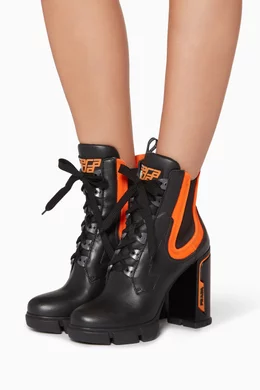 Orange and black prada boots hotsell