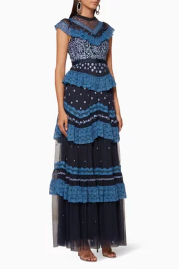 Navy needle and thread dress top
