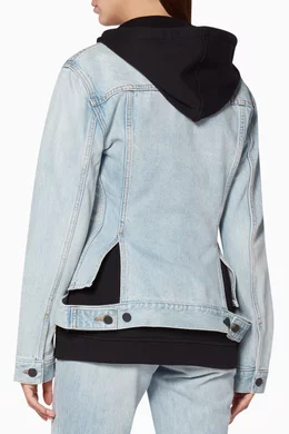Buy Alexander Wang Blue Blue Bleached Layered Denim Jacket For Women Online Ounass Saudi