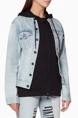 Buy Alexander Wang Blue Blue Bleached Layered Denim Jacket For Women Online Ounass Saudi