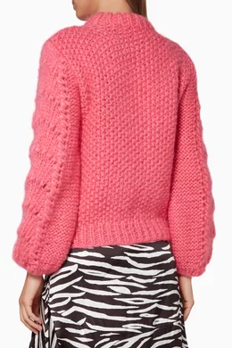 Buy Ganni Pink Hot-Pink Mohair Julliard Sweater For Women Online
