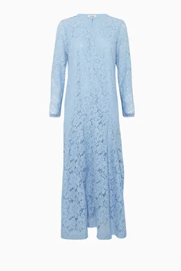 Buy Ganni Blue Light-Blue Lace Jerome Dress For Women Online