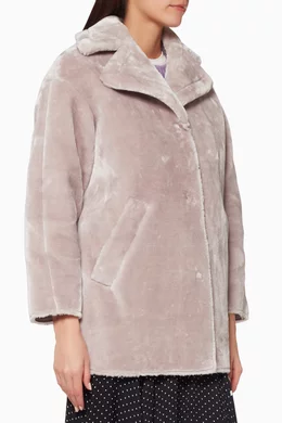 Whistles faux fur cocoon coat grey outlet