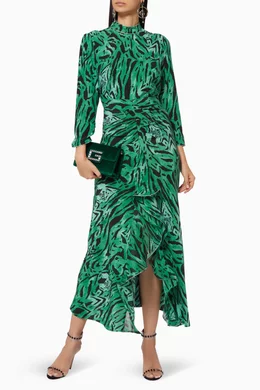 Buy RIXO Green Green Tiger Stripe Lucy Dress For Women Online Ounass Saudi