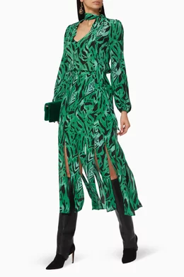 Buy RIXO Green Green Tiger Stripe Diana Skirt For Women Online Ounass Saudi