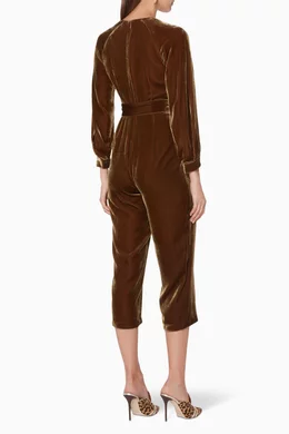 Buy WHISTLES Gold Gold Velvet Thea Jumpsuit For Women Online Ounass Saudi