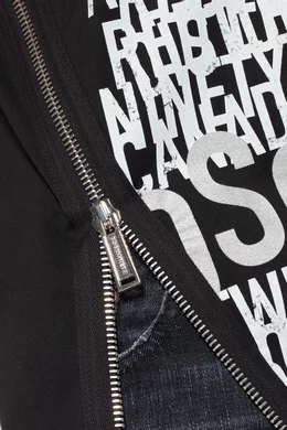 Buy Dsquared2 Black Black Graphic Print Zip-Detail T-Shirt For Men