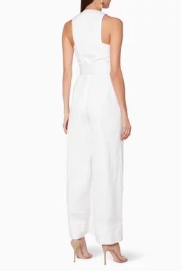 Buy Shona Joy Neutral White Sleeveless Gaia Linen Jumpsuit For Women Online Ounass Saudi