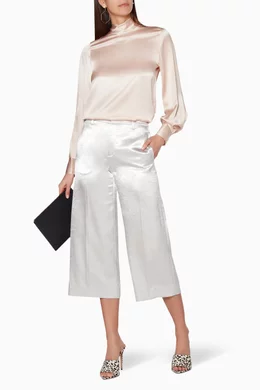 Buy Vince Pink Light Pink Satin Turtleneck Blouse For Women Online Ounass Saudi