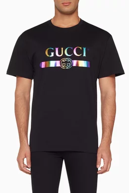 GUCCI レインボーGGロゴ 星空にかかる虹Tシャツ GUCCI Rainbow Gucci Blade Tee 'Black' 616036-XJFF9-1152