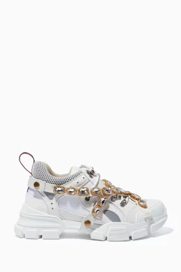 Buy Gucci White White Flashtrek Crystal Sneakers For Women Online Ounass Saudi