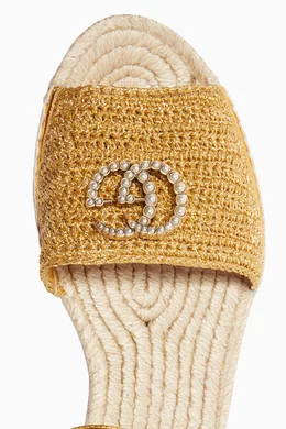 Buy Gucci Gold Gold Crochet Lilibeth Espadrilles For Women Online Ounass Saudi