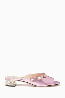 Buy Gucci Pink Lyric Gem Embellished Slide Sandals For Women Online Ounass Saudi