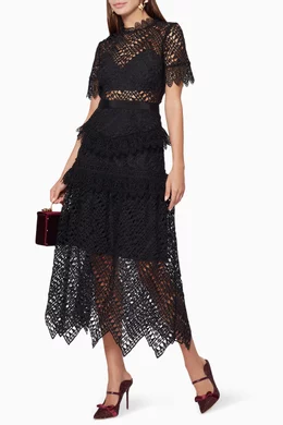 Self portrait abstract lace midi dress on sale