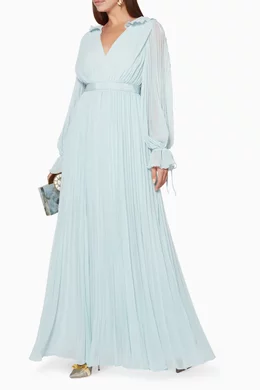 Buy Self-Portrait Blue Light-Blue Chiffon Maxi Dress For Women Online |  Ounass Saudi