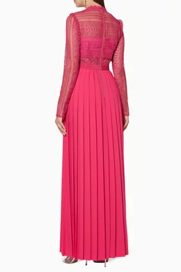 Buy Self-Portrait Pink Fuchsia Spiral-Lace Maxi Dress For Women Online |  Ounass Saudi