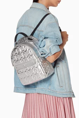 Buy Furla Silver Silver Quilted Favola Backpack For Women  display picture 3