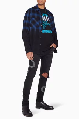 商品画像：Buy Amiri Blue Blue Distressed Hollywood Demons Sweatshirt 4