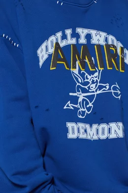 Buy Amiri Blue Blue Distressed Hollywood Demons Sweatshirt