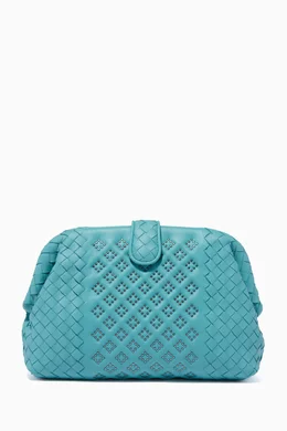Buy Bottega Veneta Blue Aqua-Blue Lauren Microstud Clutch Bag For