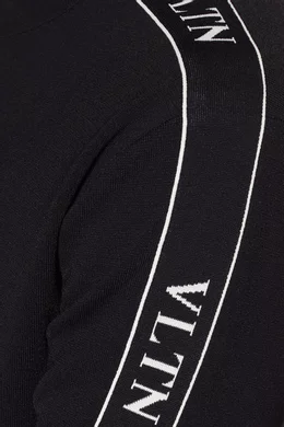 Buy Valentino Garavani Black Black VLTN Funnel Neck Zip Sweatshirt