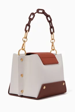 Buy YUZEFI Brown White Mini Delila Bucket Bag For Women Online