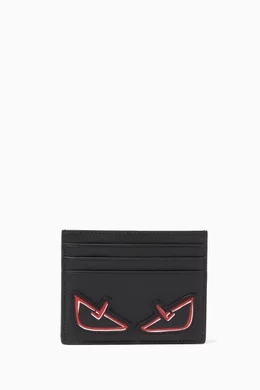 Buy Fendi Black Black Bag Bug Eyes Leather Card Holder For Men Online Ounass Saudi