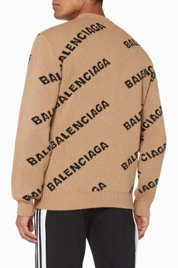 Buy Balenciaga Neutral Jacquard Logo Sweater For Men Online Ounass Saudi
